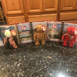 Vintage Rare McDonald’s “International Bears II” Ty Beanie Babies.  Set of 3.  Year 2000.   Germania the Bear Osito Bear  Spangle Bear  Brand New 