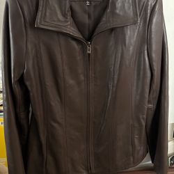 Leather Dark Brown Ladies Jacket 