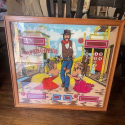 Sharpshooter Pinball Machine Backglass art scoreboard in a frame 1970’s