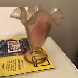 Fenton Pink Ruffle Vase 