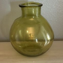 Blown Green Vase, Recycled Glass!