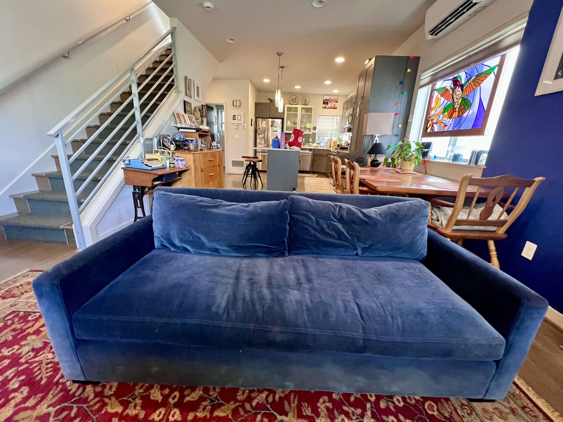 Restoration Hardware Cloud Sofa In Indigo Performance Velvet Like New Sofa