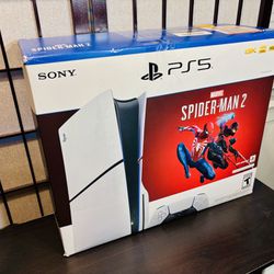 New Sony PlayStation 5 PS5 Slim Disc bundle w/ Spider-Man 2 Game *Brand New**Amazon Warehouse* Price Is Firm  