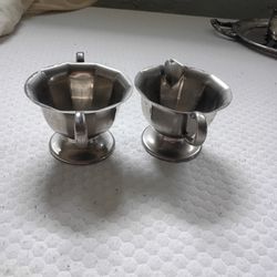 Old English Pewter Cream And Sugar Servers