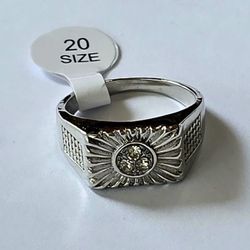 TITANIUM FOREVER WEAR SILVER MENS CZ ETCHED CLASSIC NEW SIZE 10 RING RING