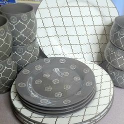 Grey and white MOROCCAN dish Set