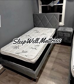 Twin size bed frame with mattress included