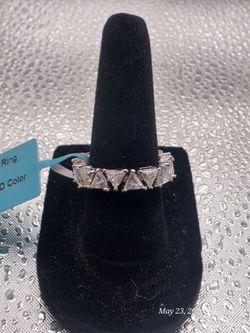 Sz 6 Trillion cut Moissanite eternity band (link band)