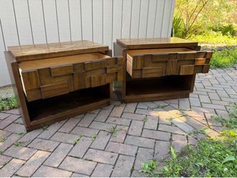 Lane Staccato nightstands — brutalist mid century modern