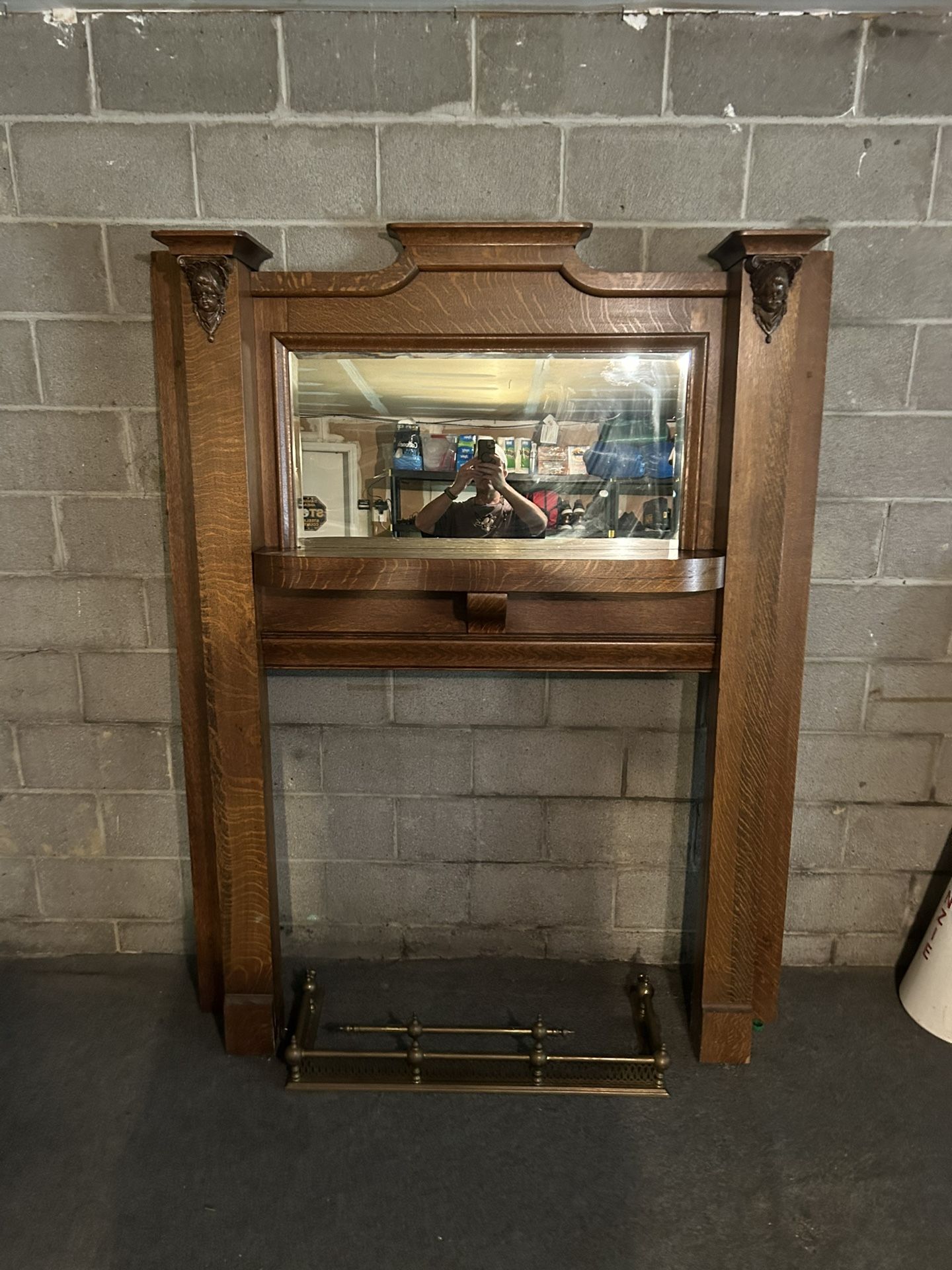 Antique Wooden Fireplace Mantel 