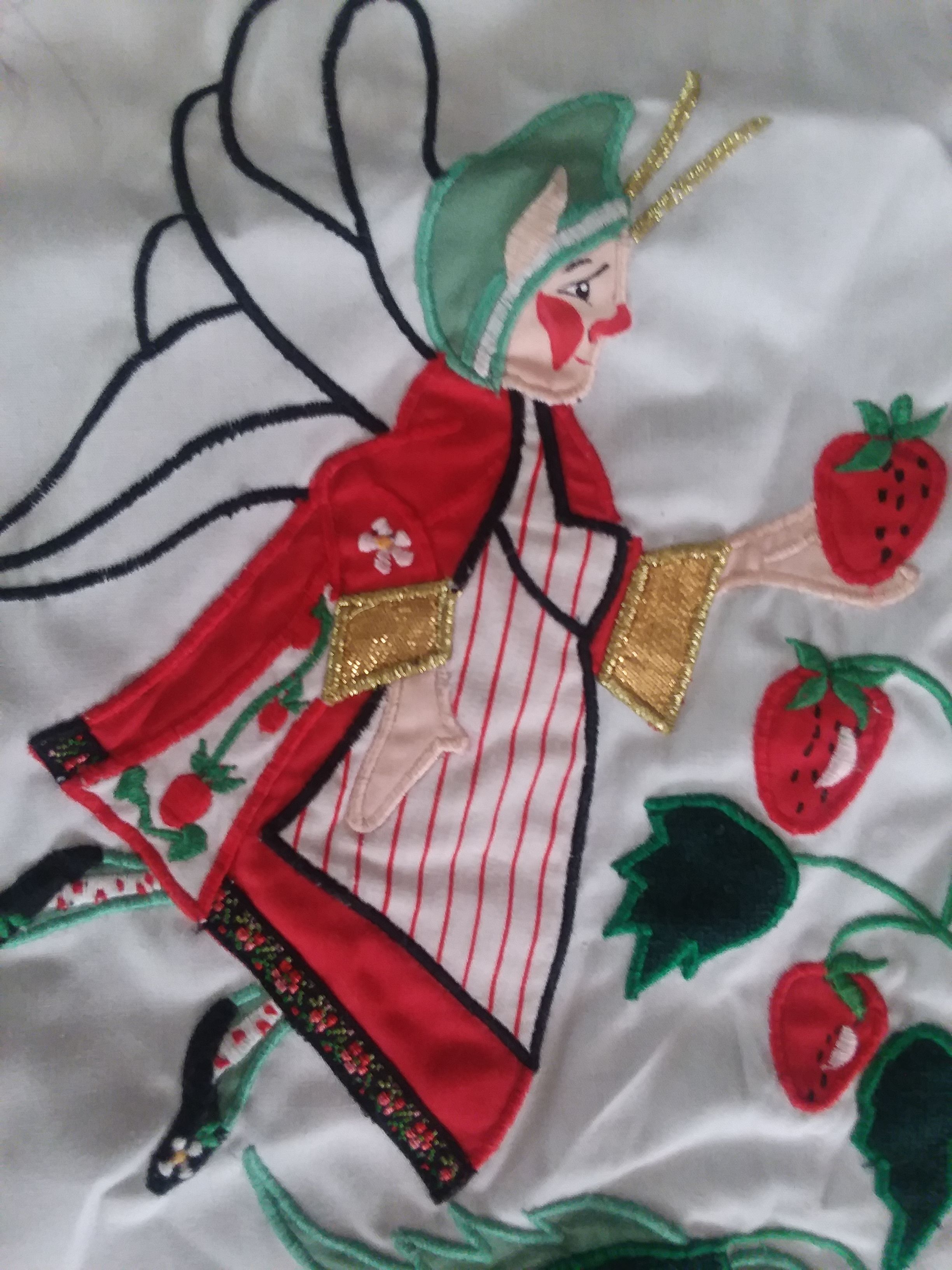 Vintage House of Hatten appliquéd Christmas stocking, Christmas Fairy Strawberry