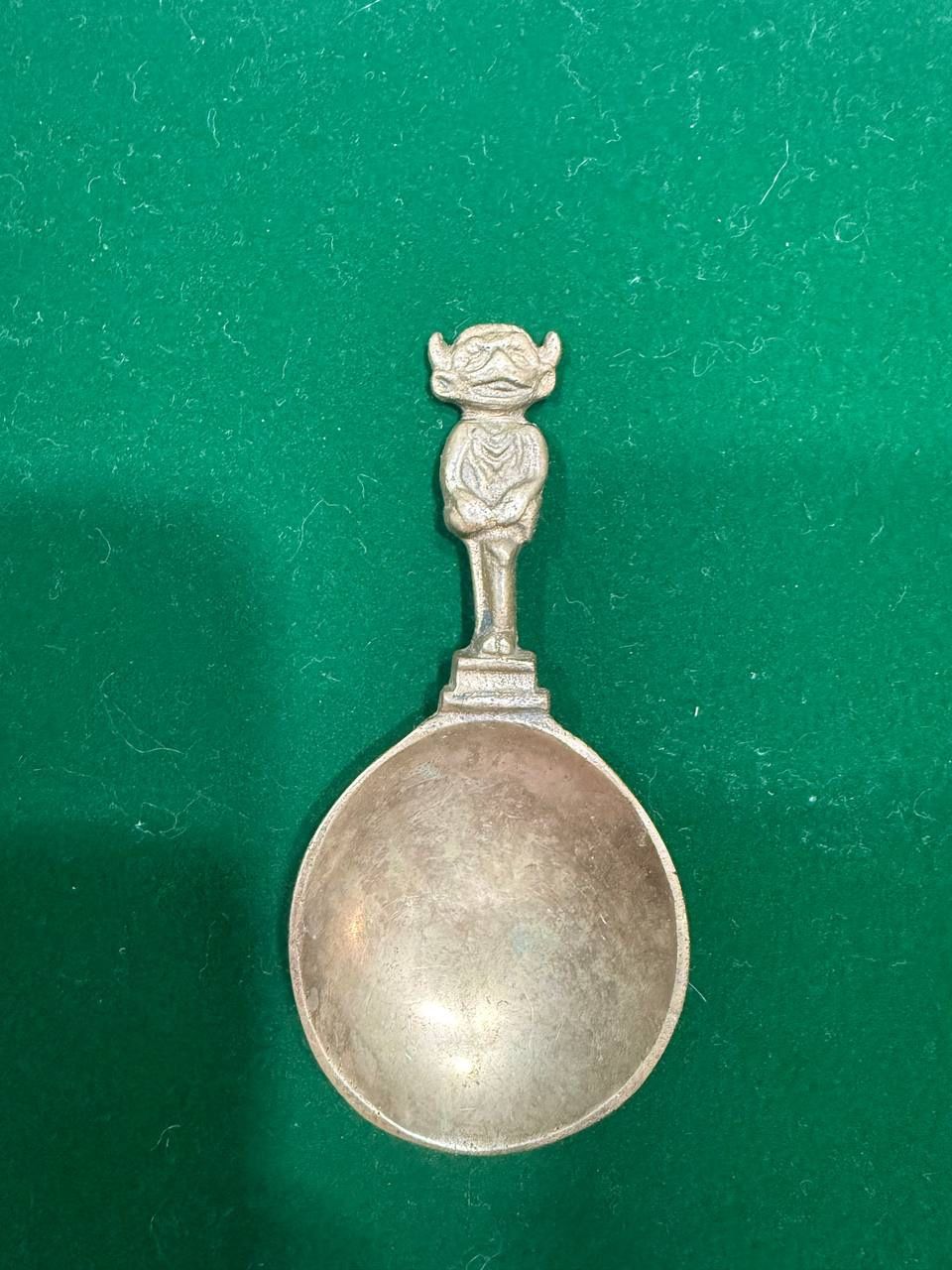 Rare Vintage Collector’s Metal Spoon – Goblin/Elf Handle – Heavy Solid Cast