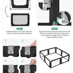 Foldable Playpen, 71''×69'' Extra Large, Gray