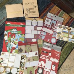 21 Brown Christmas Cards And Labels Set