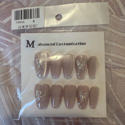 Press-On Nails with Butterfly Rhinestone Design
