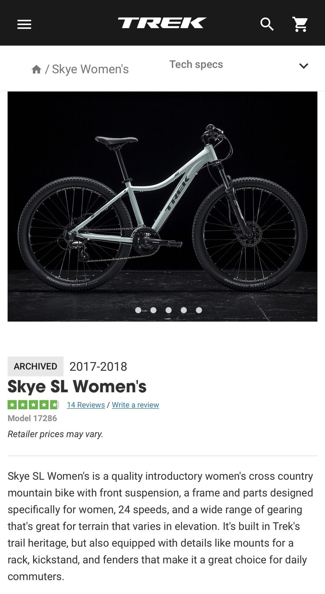 Trek Skye SL, WSD 15.5inch Women’s Step-thru Frame