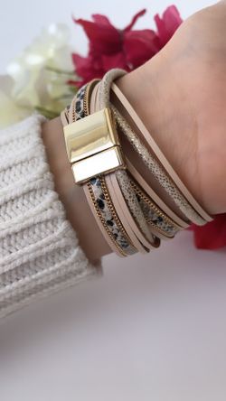 Vintage Braided Leather Multilayer Bracelet for Women Natural Pearl