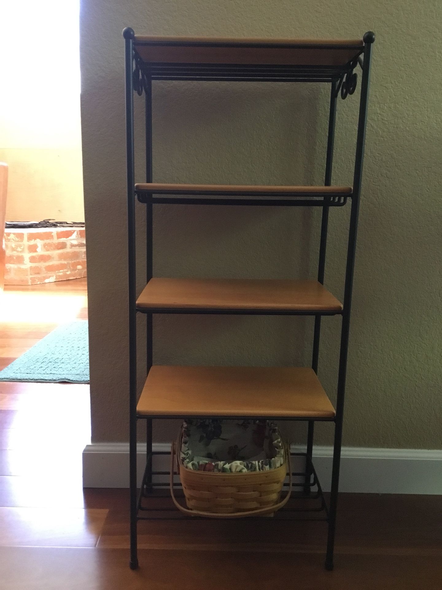 WOW!!! Longaberger 5 Tier Wrought Iron Stand AND Wood Shelves AND Basket!
