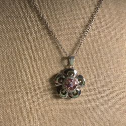 Pink Crystal Flower Necklace