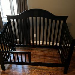 Convertible Crib Toddler Bed 2 In 1 Black