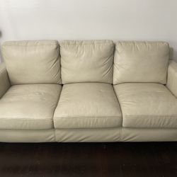 Leather Queen Sofá Sleeper W/memory Foam Mattress 