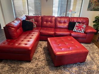 Ashley Furniture Alliston Red Sectional & Matching Ottoman – IMMACULATE CONDITION