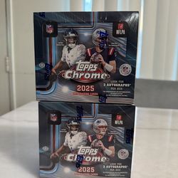 2025 Topps Chrome Football Factory Sealed Jumbo Box (2) IN HAND