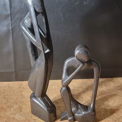 Lot of 2 Wooden Figures - Africa - Minimalist Sculpture 