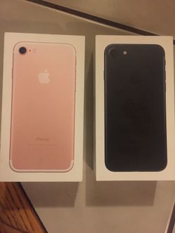 Black iPhone box and rose gold iPhone box