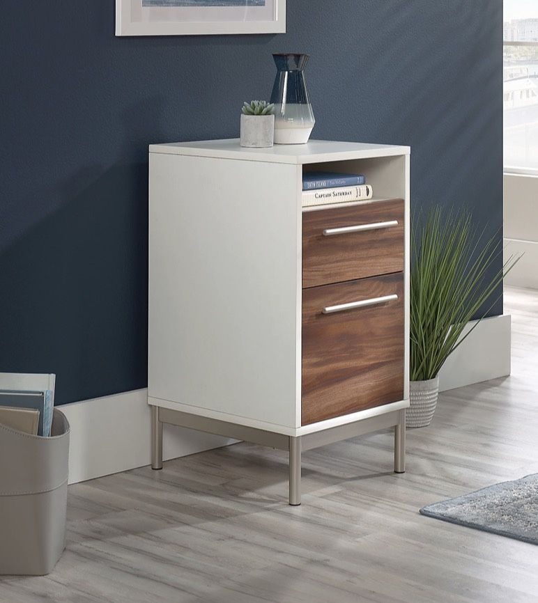 Sauder Vista Key 19"D Vertical 2-Drawer File Cabinet, Pearl Oak/Blaze Acacia