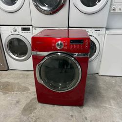 Red Samsung Front Load Dryer 