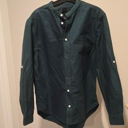 Bottle Green Mandarin Collar - Men's M (India)