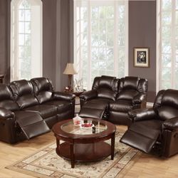 SPECIAL/3pcs Manuel Recliner (chair,loveseat,sofa) set(WAS:$1,100)