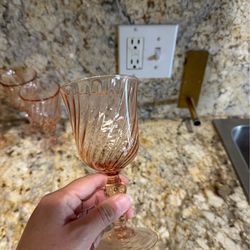 5 pink crystal glasses for sale