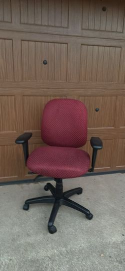 Burgundy Fabric Office Chair with Armrests