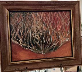 Framed Original Oil Painting – Abstract Tree