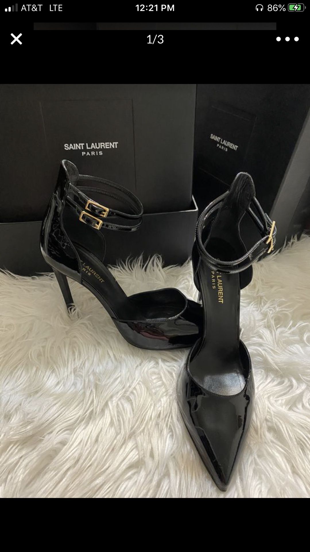 SAINT LAURENT ANKLE STRAP BABY DOLL HEELS (AUTHENTIC) FIRM PRICE