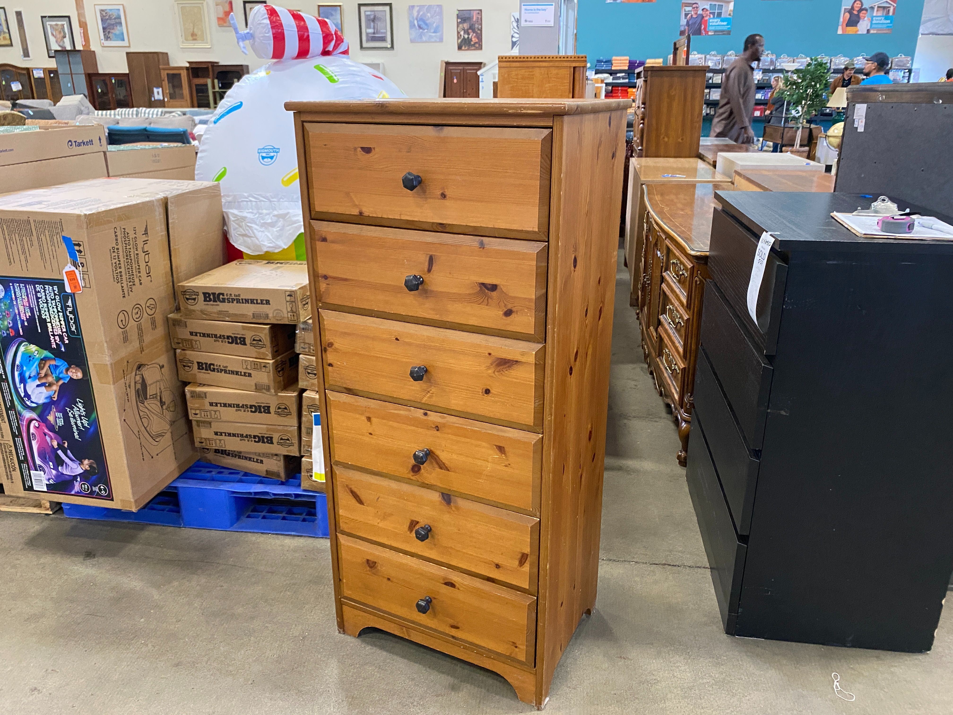 Rustic Wood 6 Drawer Lingerie Dresser