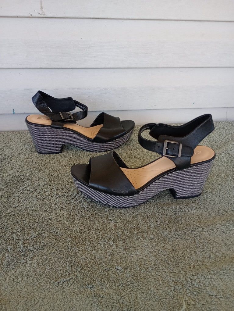 Clarks leather wedge sandals -Maritsa Janna- women’s size 8.5