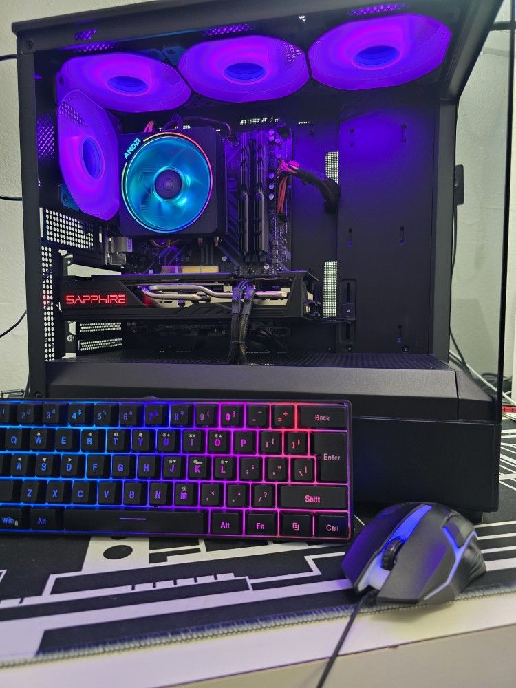 Gaming pc desktop computer ryzen 7 2700, rx 5600 xt, 16 gb ram, nvme, argb, wifi bundle