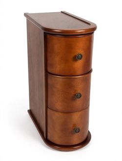 3-Drawer Wood Nightstand with Curved Front