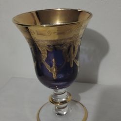 ARTE ITALICA - AMETHYST & GOLD ENCRUSTED WINE GLASS 6"