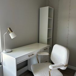 White Desk Set With Gold Accents
