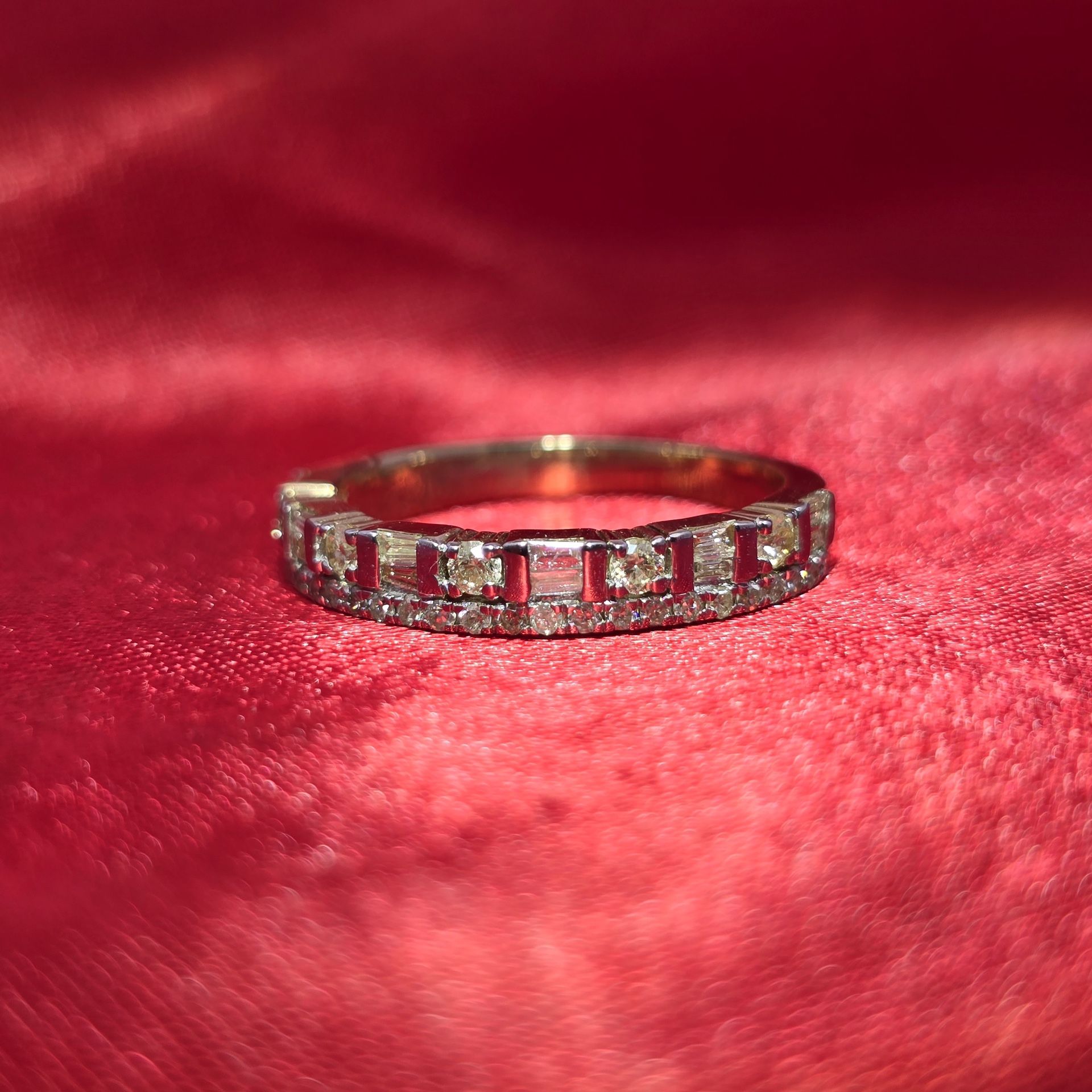10k Yellow Gold Diamond Baguette & Round Band Ring 0.75 ctw