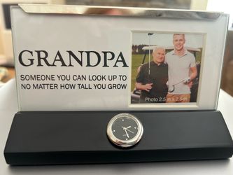 Grandpa glass and wood frame with clock