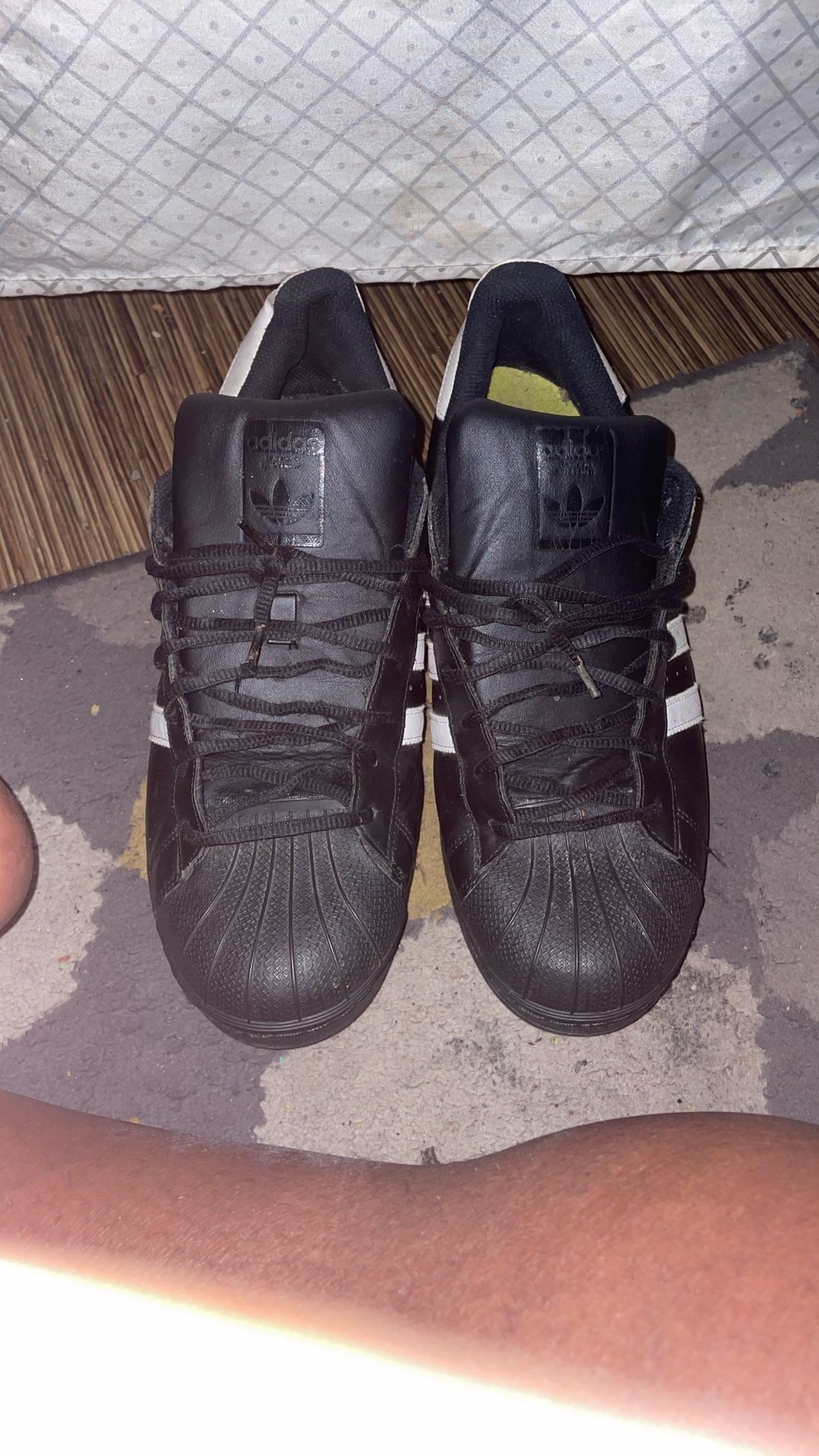 Adidas Shell Toes Black White Stripes