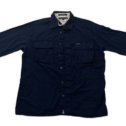 Tommy Hilfiger Vintage 1985 Men’s Navy Blue Knit Long Sleeve Button Up Shirt Size L