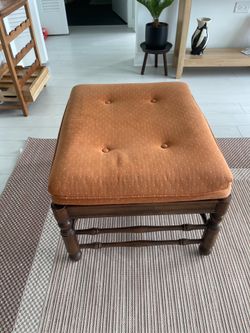 Vintage Solid Wood Upholstered Bench / Ottoman – $100 OBO
