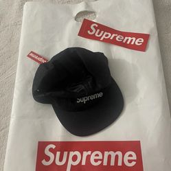 Supreme Bonded Mesh Camp Cap Black Orange Magenta F/W 17