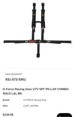 G-Force 5 Pt Point Harness For UTV Latch & Link 